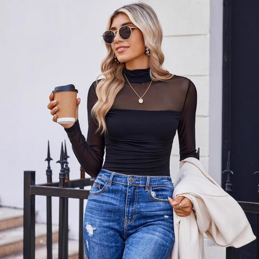 Sheer Elegance™ Mesh Long Sleeve Top