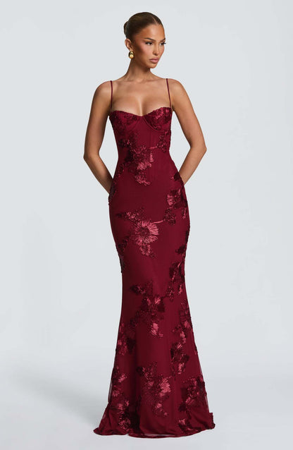 GOLDEN BLOOM™ EMBROIDERED EVENING GOWN