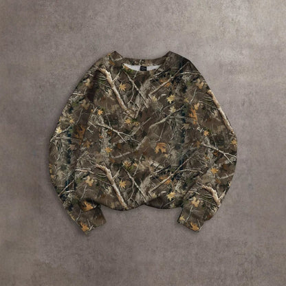 Women's Camo Crew Neck Pullover Sweatshirt