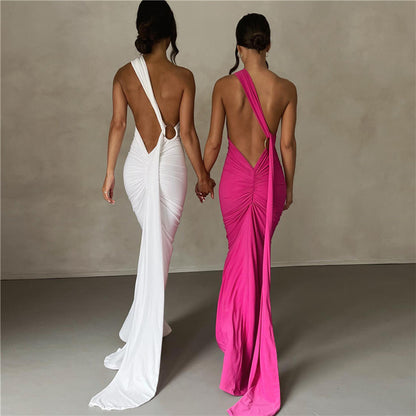 Backless Halter Sheath Dress