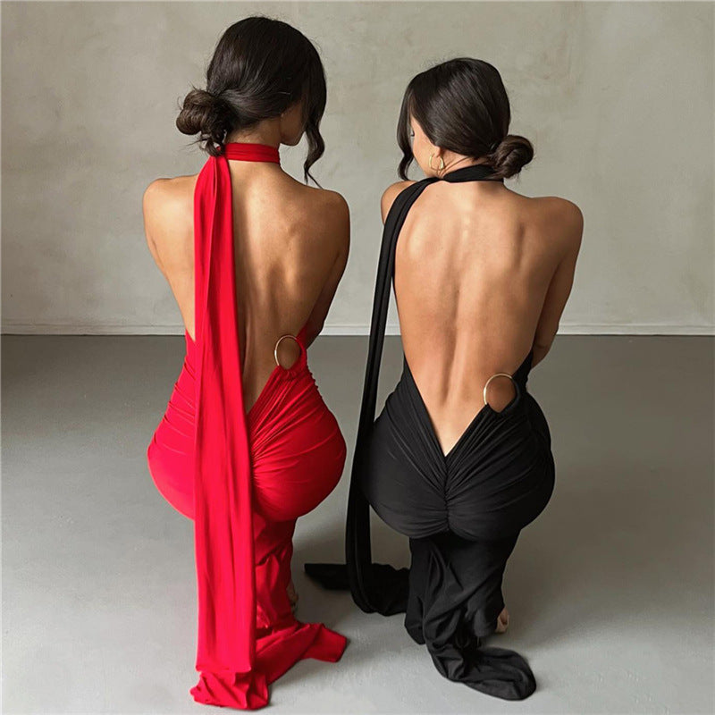 Backless Halter Sheath Dress