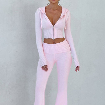 Ensemble deux pièces à capuche en maille LuxeLounge™