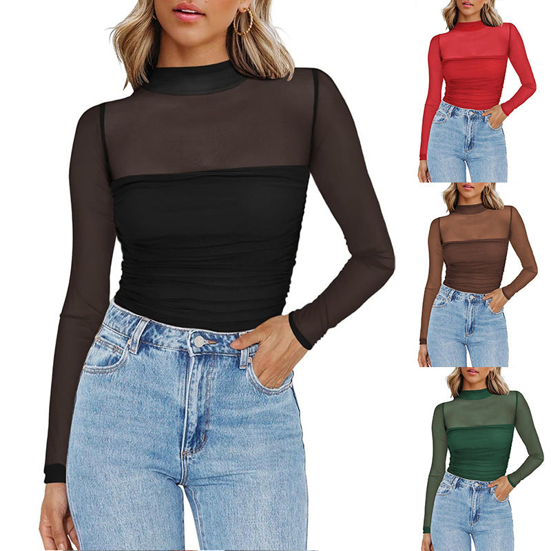 Sheer Elegance™ Mesh Long Sleeve Top