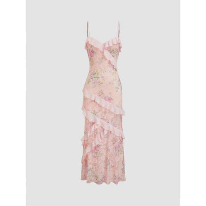 Robe longue Blossom Elegance à ourlet en dentelle