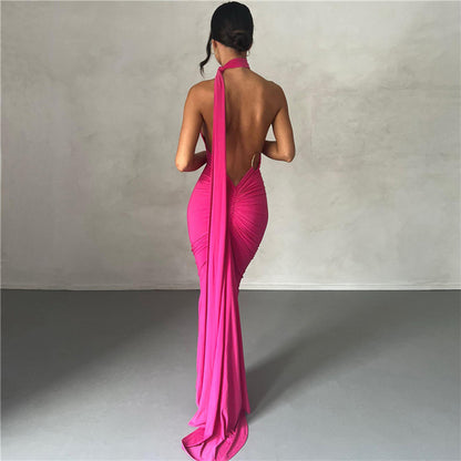 Backless Halter Sheath Dress