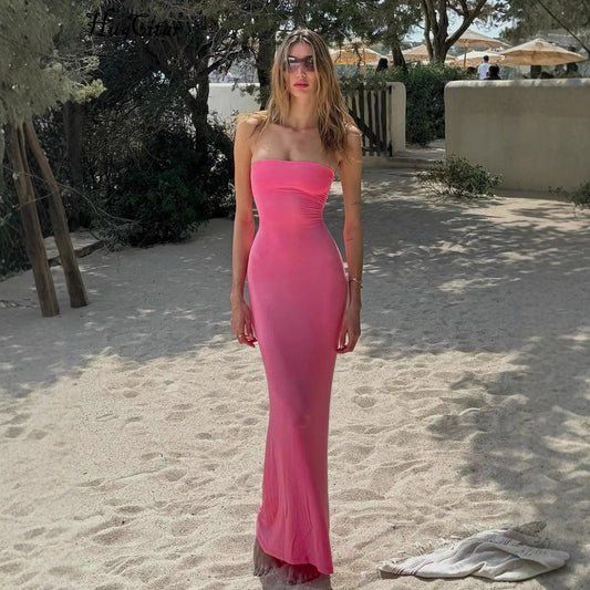 Vestido largo sin tirantes y espalda descubierta Soleia