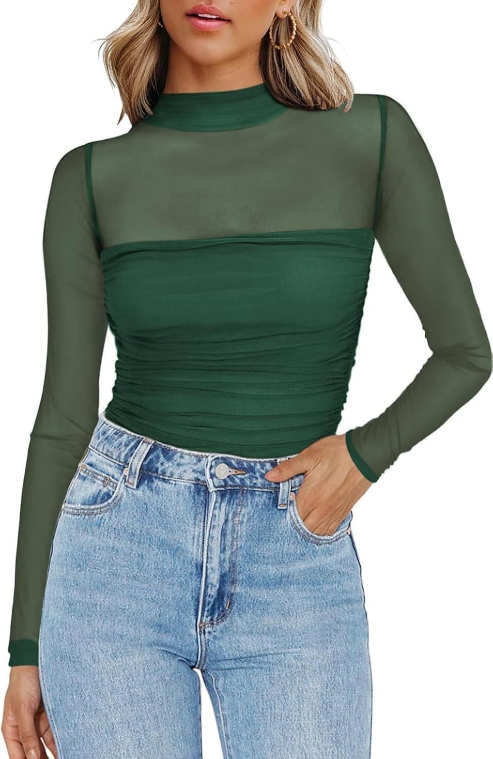 Sheer Elegance™ Mesh Long Sleeve Top