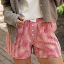 Women's Loose Casual Cotton Plaid Shorts