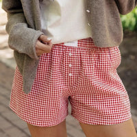 Women's Loose Casual Cotton Plaid Shorts