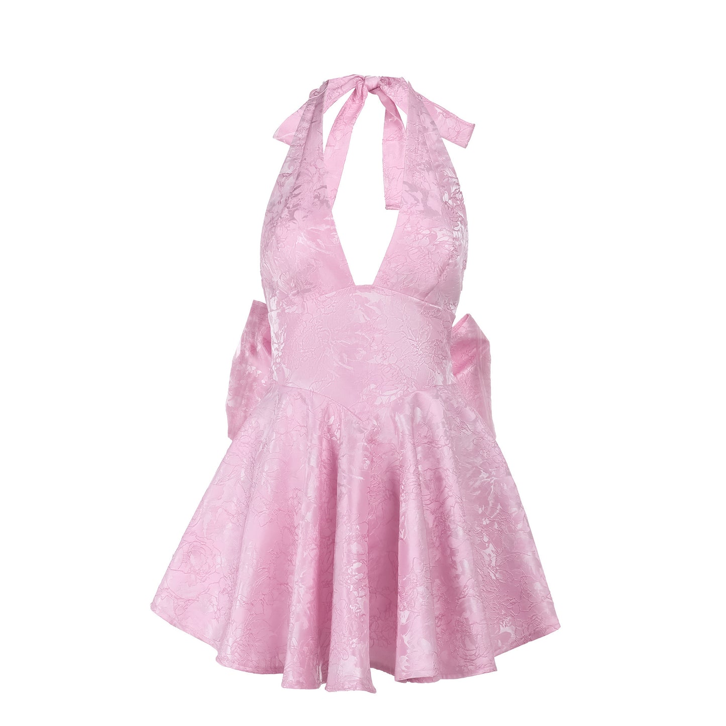 Robe dos nu à nœud en jacquard BlushBelle™