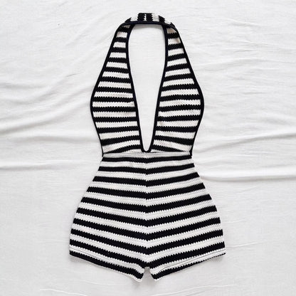 Stripe Tease Halter Jumpsuit