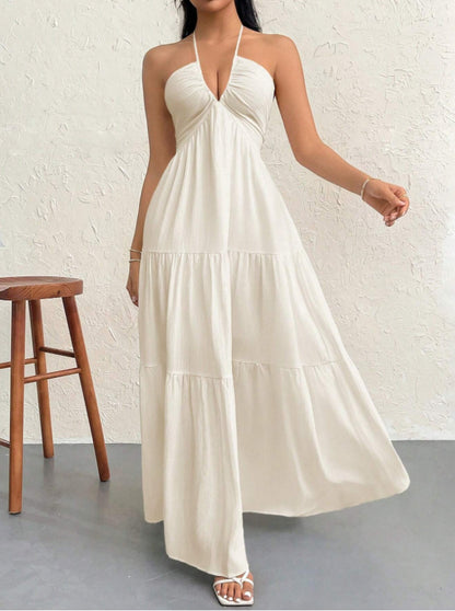 Ethereal Muse™ Backless Halter Maxi Dress
