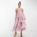 Ruffled Short-Sleeved Dress