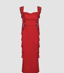 Lace Sling Backless Fashion Ruffles Ribbon Dress