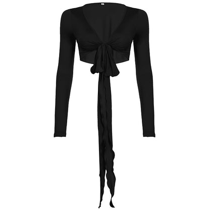 DesireTie™ Deep V Long-Sleeve Wrap Top