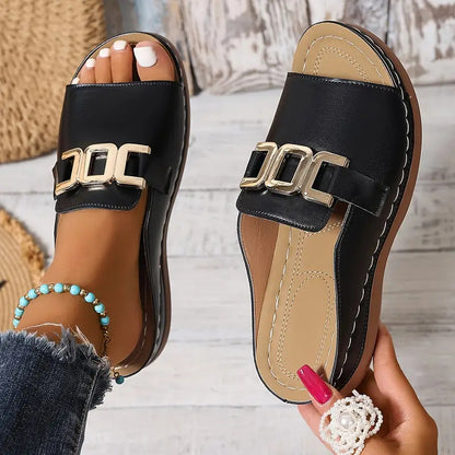 Aurelia™ Luxe Buckle Slide Sandals