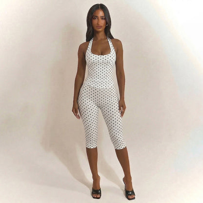 Dot Matrix Halter Jumpsuit